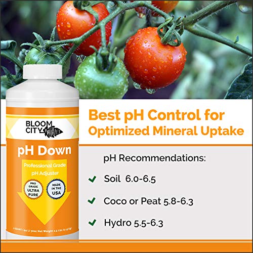 Bloom City pH Down – Liquid pH Adjuster, 32 oz | Supports Nutrient Uptake, For Soil or Hydro Grows, Compatible with all Nutrient Programs, Ideal for Indoor & Outdoor Gardens
