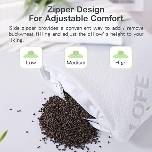 Organic Buckwheat Pillow for Sleeping with Organic Cotton Pillowcase