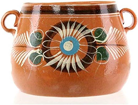 New Olla De Barro Frijolera w/Lid 3.5 Quarts Canterito Cazuela Traditional Floral of Set