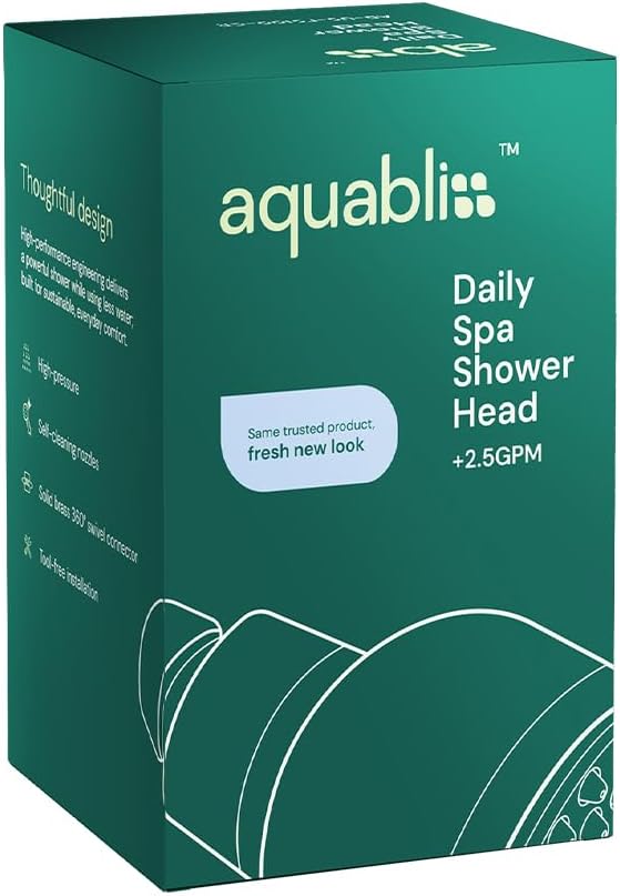 Aquabliss TurboSpa High-Pressure Shower Head - Chrome | 3-inch high-pressure shower head with 42-nozzle wide spray and flow restrictor. Twist-on