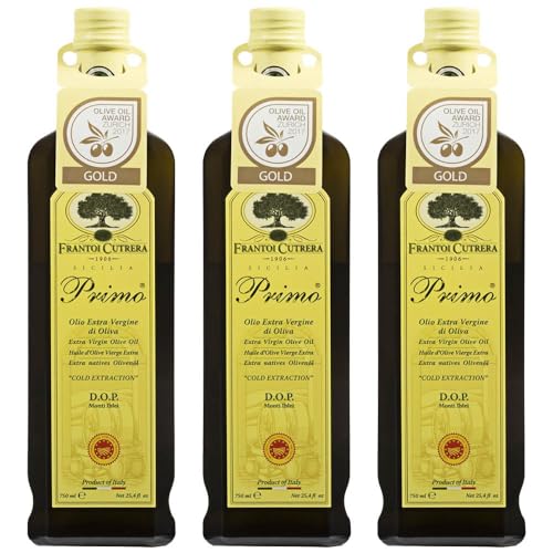 Frantoi Cutrera Primo Cold Extracted Italian Extra Virgin Olive Oil Cold Pressed, Polyphenol Rich Olive Oil, Authentic Certified DOP Sicilian EVOO Imported From Italy, 25.4 fl oz (Pack of 1)