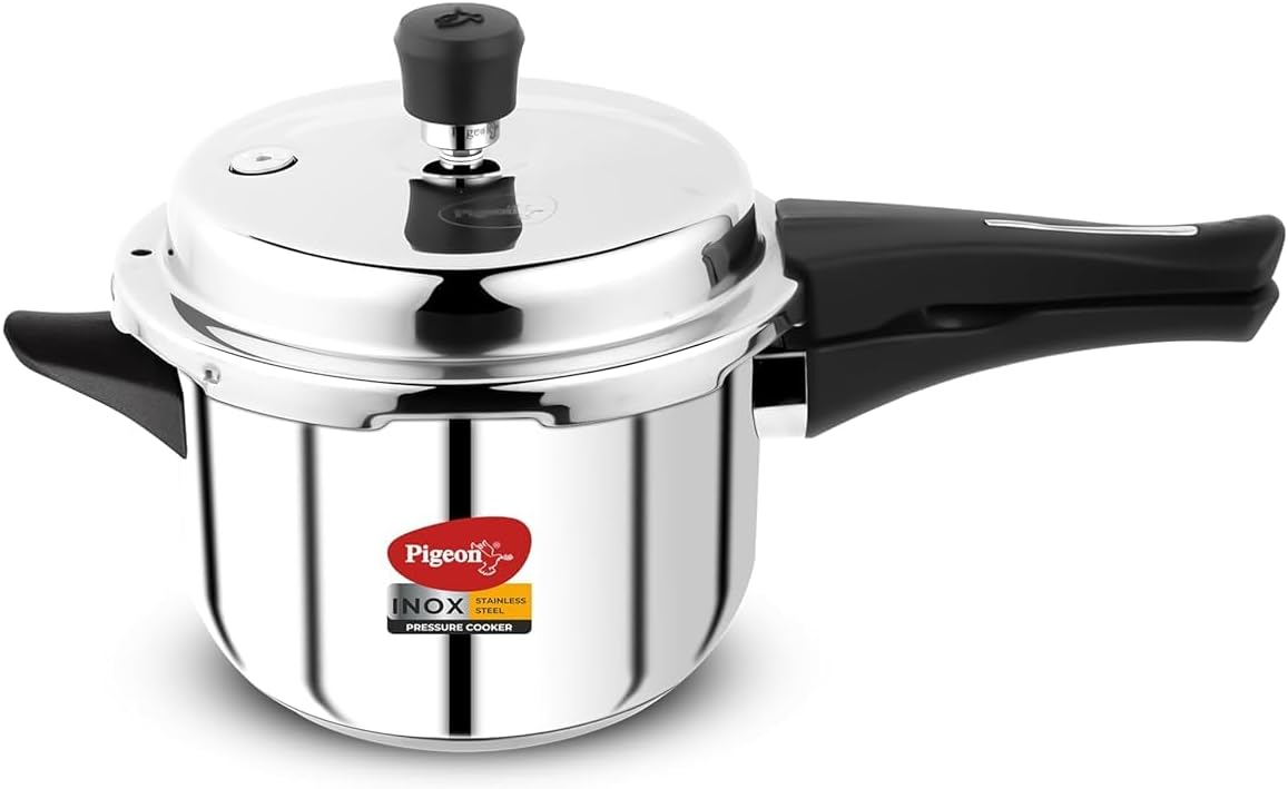 Pigeon Pressure Cooker - 3 Quart - Inox Stainless Steel Outer Lid Induction Base - Cook delicious food in less time: soups, rice, legumes