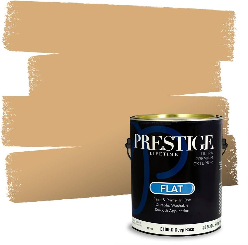 PRESTIGE Paints Exterior Paint and Primer In One, 1-Gallon, Satin, Comparable Match of Sherwin Williams* Cachet Cream*