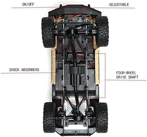 RC Rock Crawler WPL C24 RTR 1/16 Pickup Trucks Blue with LED Lights 2.4Ghz 4x4 Off-Road RC Semi Trucks All Terrain Car
