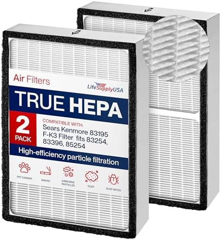 True HEPA Filter Replacement Compatible with Sears Kenmore 83195 F-K3 Filter fits 83254 83396 85254 Air Purifiers by LifeSupplyUSA