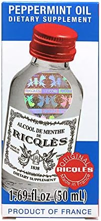 Ricqles Peppermint Oil Dietary Supplement (Supports Healthy Digestion, Intestinal Comfort) (1.69 fl. oz) (1 Bottle) (Product of France).