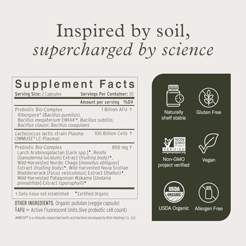 Terraflora Deep Immune Synbiotic, SBO Spore Probiotic, Immune, 60 Ct