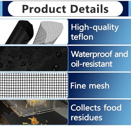 6Pcs 9×10 inch Fryer Oven Liners and 6Pcs Mesh Grill Mats for Instant Vortex Pro Plus 10QT, Non-Stick Oven Liner and Mesh Grill Mats for Toaster, Oven, Microwave