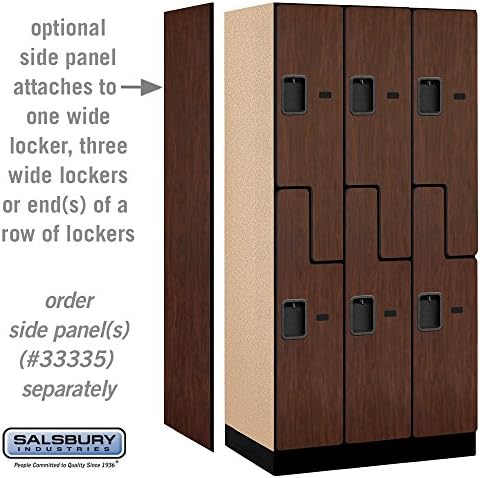Salsbury Industries 2-Tier S-Style Designer Wood Locker with Three Wide Storage Units, 6-Feet High by 21-Inch Deep, Mahogany