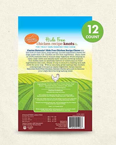 Canine Naturals Rawhide Free Chicken Recipe Dog Chews, Mini Knots, 12 Count