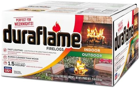 Duraflame 2.5lb Indoor Outdoor Quick Light Firelog for Camping, Firepits, Bonfires, and Fireplaces, 1.5 Hour Long Burn Time