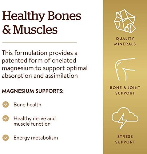 Solgar Chelated Magnesium, 250 Tablets - Supports Nerve & Muscle Function - Promotes Healthy Bones - Vital for Cellular Energy Release - Non-GMO, Vegan, Gluten Free, Dairy Free - 62 Servings