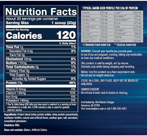 BodyTech Whey Tech Pro24 Powder Vanilla Ice Cream (5 lbs/ 75 Servings)