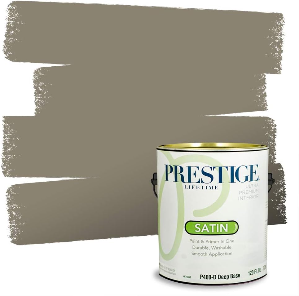 PRESTIGE Paints Exterior Paint and Primer In One, 1-Gallon, Satin, Comparable Match of Sherwin Williams* Ripe Olive*