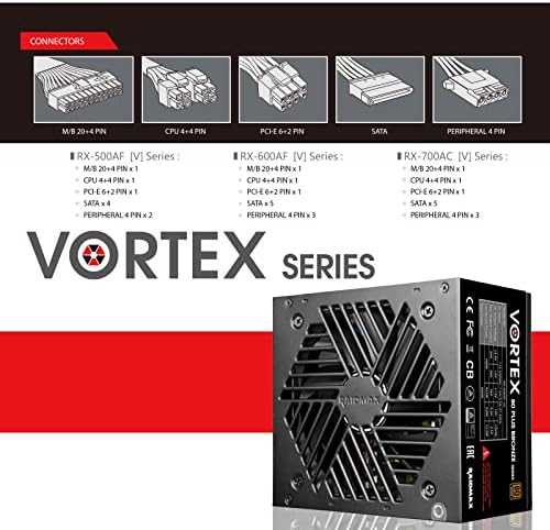 RAIDMAX Vortex 700watts 80+ Certified Bronze ATX Power Supply, Continuous Power with 120mm Quiet Fan