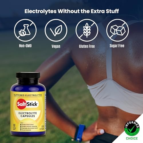 SaltStick Electrolytes with Caffeine - Salt Pills and Electrolytes for Running, Hydration, Leg Cramps Relief, Sports Recovery, Hiking Essentials - Salt, Magnesium, Potassium, Vitamin D3 - 100 Count | Electrolyte capsules to replace what you lose in sweat…