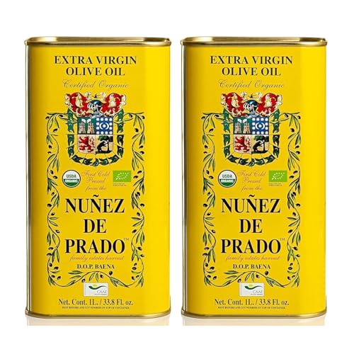 Nuñez de Prado Extra Virgin Olive Oil – USDA Organic, DOP Baena, First Cold Pressed, Family Estate Harvest, 33.8 fl oz (1 Liter)