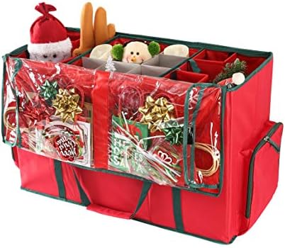 Sattiyrch Large 2-in-1 Christmas Ornament Storage Box & Xmas Figurine Container - Easy Access Removable Trays