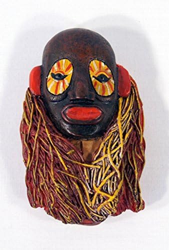 Handpainted Poly Stone African Mask Arts Assorted Magnet (Set of 6 B)