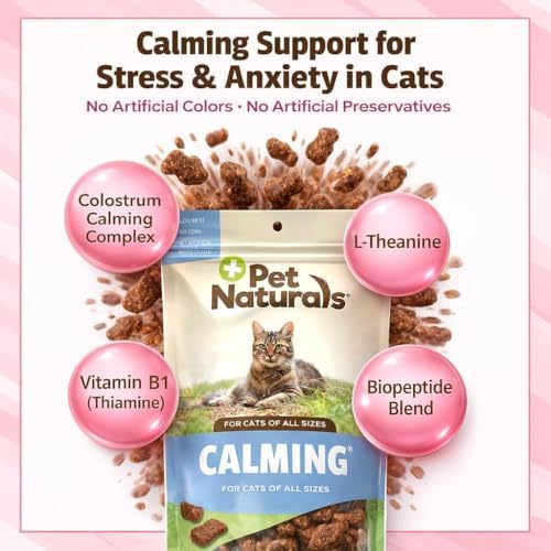Pet Naturals Calming Chews for Cats, Anxiety Relief with Gentle Ingredients for Thunder, Fireworks, Travel, Grooming, Calming Pet Treats, Chicken Flavor, 30 Count