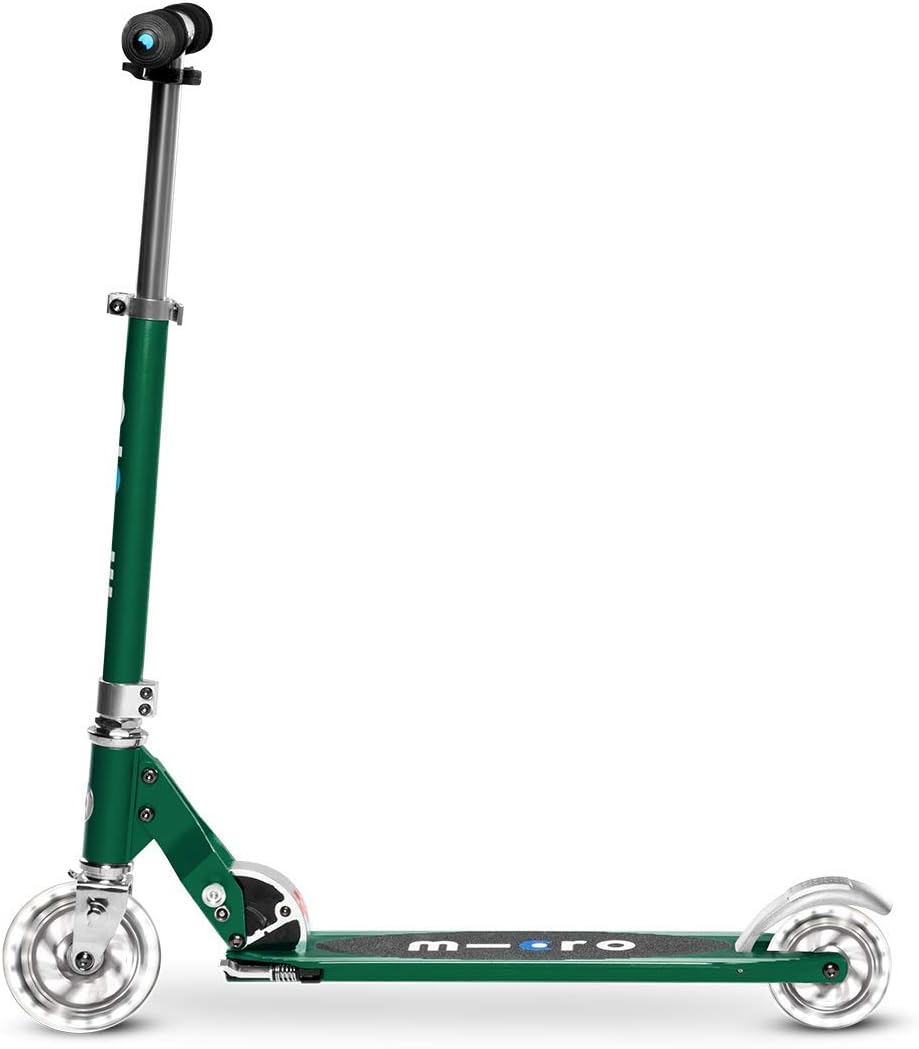 Micro Kickboard | Sprite Foldable LED Scooter for Ages 6+ | Children up to 220 lbs | 2 Wheel | Travel Ready | Adjustable T Bar | Smooth Ride