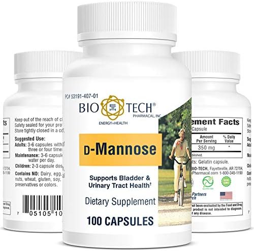 Bio-Tech Pharmacal D-Mannose, Supports Bladder and Urinary Tract Health (100 Count)