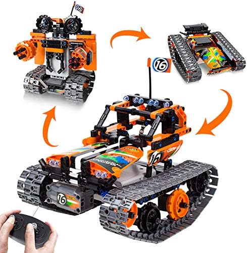 3-in-1 STEM Remote Control Building Kits - Tracked Car/Robot/Tank - 2.4Ghz Rechargeable RC Racer Toy Set Gift for 8-12 14 Year Old Boys and Girls