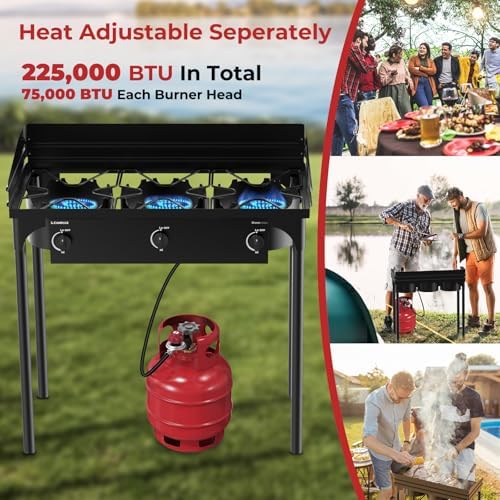 Camplux Camping Stove 2 Burners, Propane Burner 260,000 BTU, Heavy Duty Gas Stoves for Outdoor Cooking