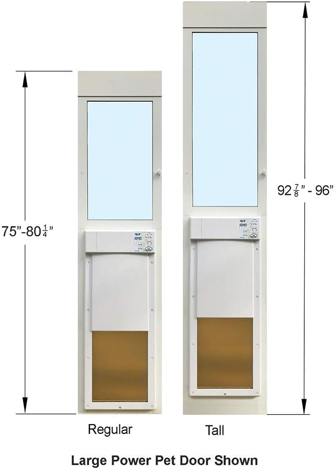 Power Pet Automatic Sliding Glass Patio Pet Door by High Tech Pet - Pet Operated Dog Door, Heavy-Duty Aluminum Frame (75" - 80 1/4"), High Security