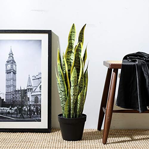 Artificial Snake Plant 26 inches Fake Sansevieria Artificial Potted Plants for Indoor and Outdoor, Home, Office Decoration