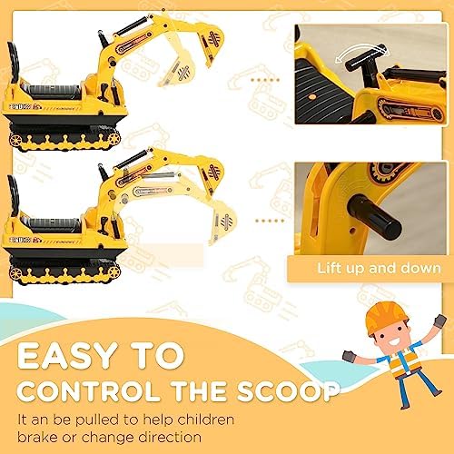 Qaba No Power Ride On Excavator for Boys Girls 18-48 Months Yellow Black