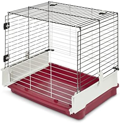 MidWest Homes for Pets 158 Wabbitat Deluxe Rabbit Home, Rabbit Cage, 39.5 L x 23.75 W x 19.75 H Inch, Maroon/White