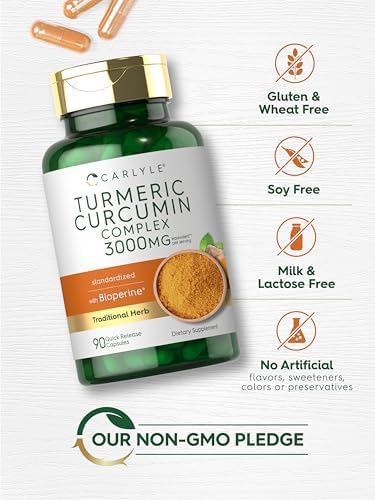 Carlyle Turmeric Curcumin with Black Pepper | 90 Powder Capsules