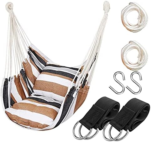 Hammock Chair Hanging Rope Swing Seat for Indoor Outdoor, Sturdy Cotton Weave Hammock Swing