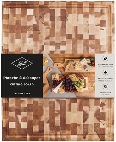 Labell Large Canadian Maple Cutting Board, Juice Groove, 16 x 20 x 1.5 in | Wood Butcher Block, Food Prep, Natural, Durable, for Kitchens
