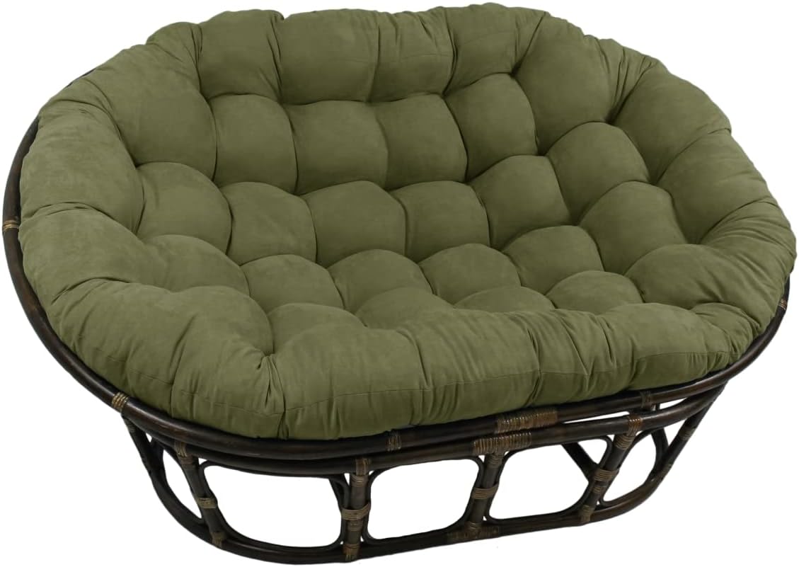 Blazing Needles Solid Microsuede Double Papasan Chair Cushion, 58" x 6" x 78", Black