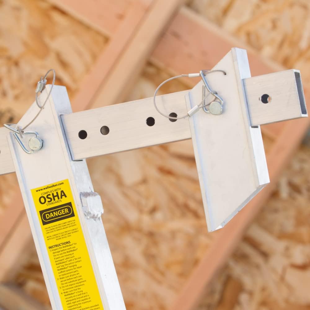 6 Foot Top Plate Hanging Scaffold with Guard Rail Posts (Pack of 2) Light Weight Aluminum Scaffolding Wall Walker Brand - OSHA Compliant