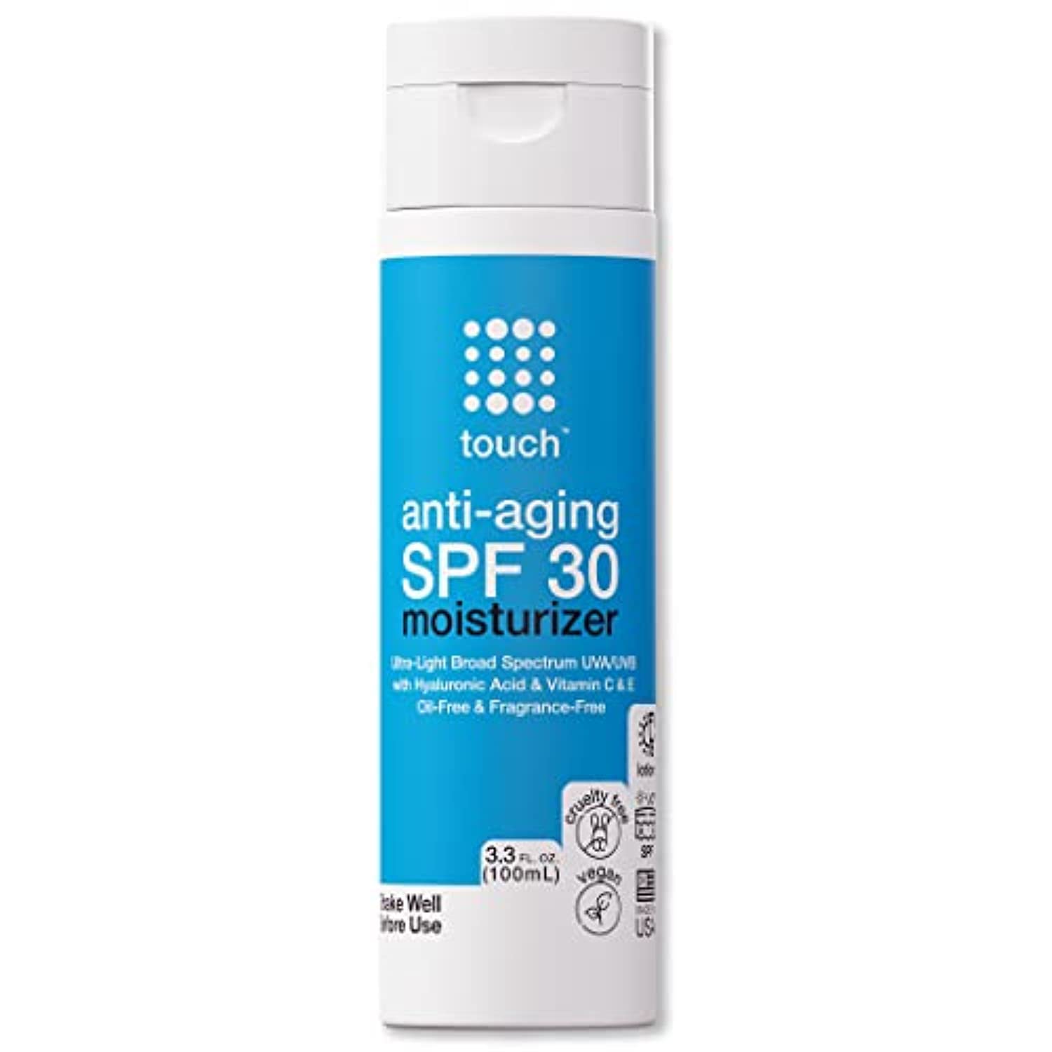 TOUCH SPF 30 Face Moisturizer with Vitamin C & Hyaluronic Acid, 3.3 oz