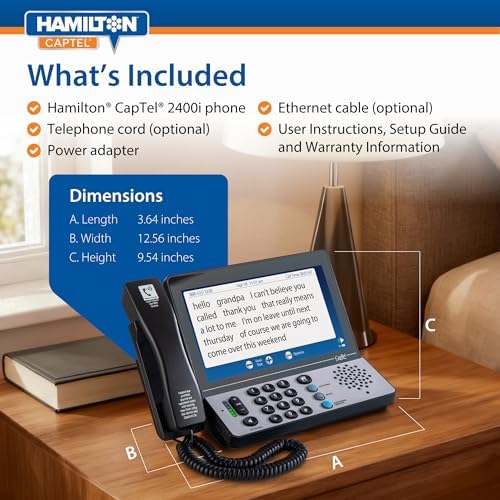Hamilton CapTel 2400iSPNBT Large Touch Screen Captioned Telephone | Phone for Hard of Hearing with Answering Machine and Speakerphone
