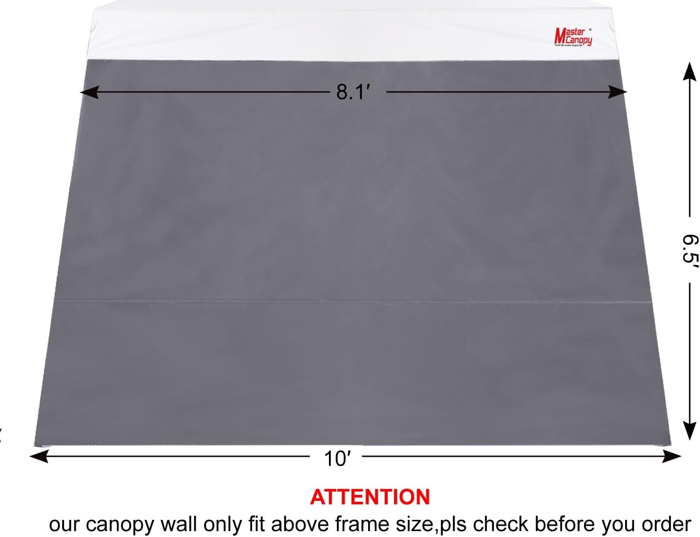 MASTERCANOPY SunWall Canopy Sidewall for 10x10 Slant Leg Canopy Tent, 1 Pack Sidewall Only (Black) | Waterproof UV‑blocking Durable Slant Leg SunWall Adds Shade and Blocks Wind for Canopies, Gazebos
