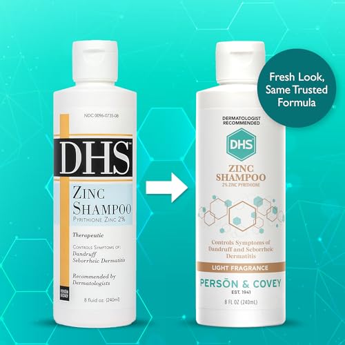 DHS Zinc Shampoo – Dandruff Shampoo – for Flaky and Dry Scalp with 2% Zinc Pyrithione, 8 oz