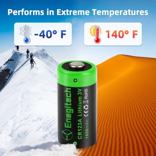 Enegitech CR123A 3V Lithium Battery, 123 3 Volt Lithium Battery