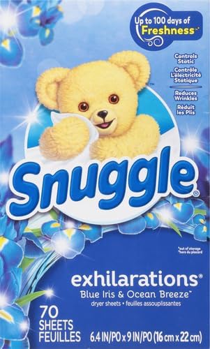 Snuggle Fabric Softener Dryer Sheets, Blue Iris & Ocean Breeze, 70 Count