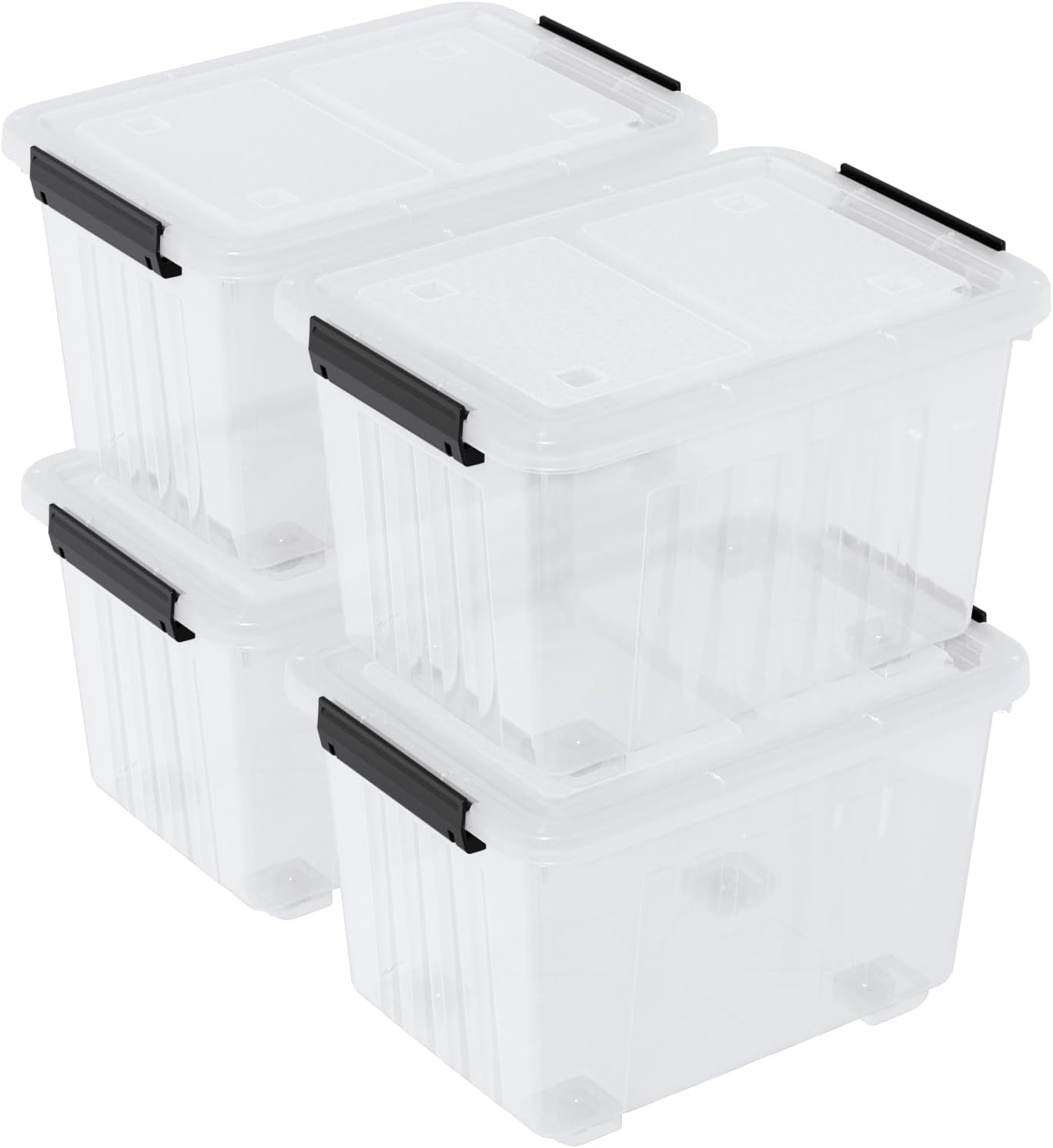 30L Plastic Storage Bin with Lid, Stackable Clear Container