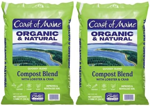 Coast of Maine Quoddy Blend, 1 cu ft (Pack of 2) Organic and Natural Compost Blend with Lobster and Crab - Improves and Revitilizes Soil