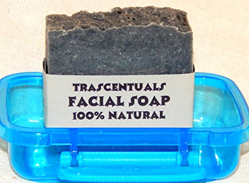 Acne Soap Natural Facial Bar Contains Tea Tree Oil Activated Charcoal Shea Butter Coconut and Olive Oil Comes With Case Chemical Free (BLUE)