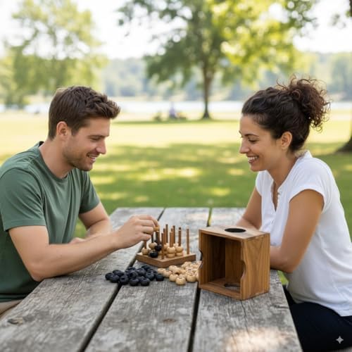 3D Four in a Row Wooden Strategy Game