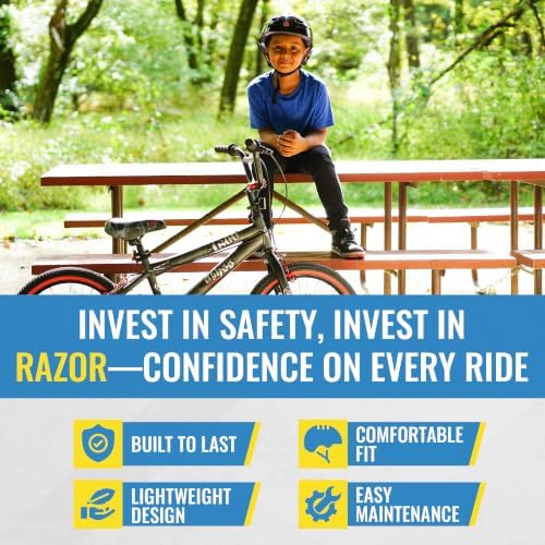 Razor V-17 Youth Multi-Sport Helmet - CPSC Approved Kid’s Helmet with Adjustable Strap - Durable Helmet with Foam Padding for Biking, Skating, and Other Outdoor Sports
