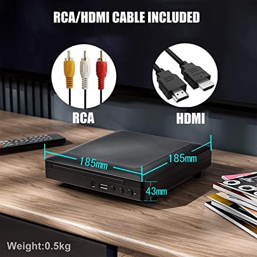 Ceihoit Mini HD DVD Player, CD Players for Home, DVD Players for TV, HDMI and RCA Cable Included, Up-Convert to HD 1080p, All Region