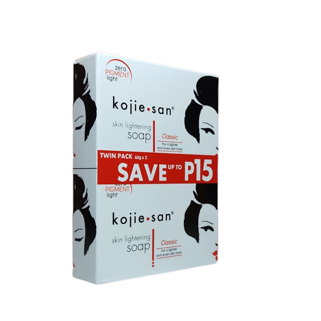 Kojie San Skin and Body Brightening Soap - Original Kojic Acid, Dark Spot Remover Bar Soap with Glycerin & Tea Tree Oil - 65g x 2 Bars